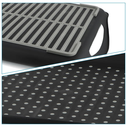 MDLUU Non-Slip Serving Tray with Handles, Food Serving Platter, Set of 2, Black