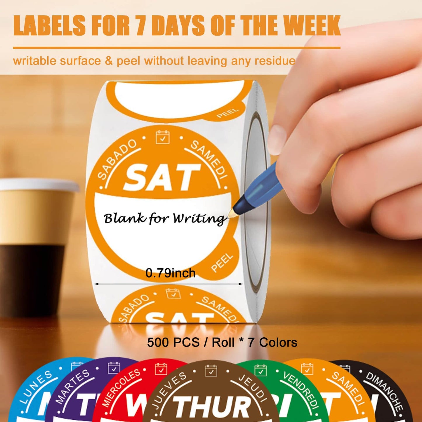 POCOSER Label Stickers for Food Containers with Dispenser Box, Removable Day Dot Food Labels Peel Tab 7 Day of The Week for Home Freezer Restaurant Supplies Week Monthly Planners Meal Prep Accessory