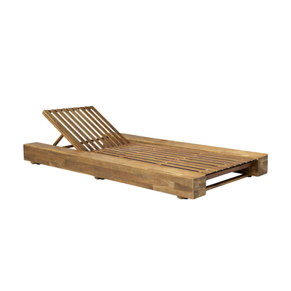 Christopher Knight Home Tory Acacia Wood Chaise Lounge Chair Outdoor Set of 2, Adjustable Backrest Sun Lounger Recliner, Patio Outdoor Chaise Lounge with 4" Thick Water-Resistant Cushions, Teak+Cream