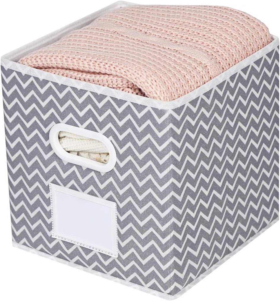 MAX Houser Fabric Cloth Storage Bins, Foldable Organizer Baskets with Dual Handles for Home Bedroom Storage, Set of 6