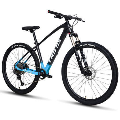 TRIFOX Carbon Fiber Mountain Bike with Shimano M6100 Deore Groupset 12-Speed,Carbon Fiber Frame,Hydraulic Fork 130mm Travel,29er Mountain Bike for Adult 17/19 inch (Blue, 29er * 19 inch)