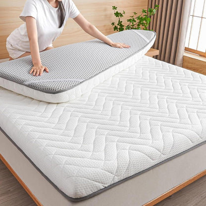 Comfortable Futon Mattress, Japanese Floor Mattress, Thick, Foldable, Roll, Mattress Cover, Tatami, Lounger, Guest Bed for Camping, Sofa or Car, 01, 180 x 200 cm