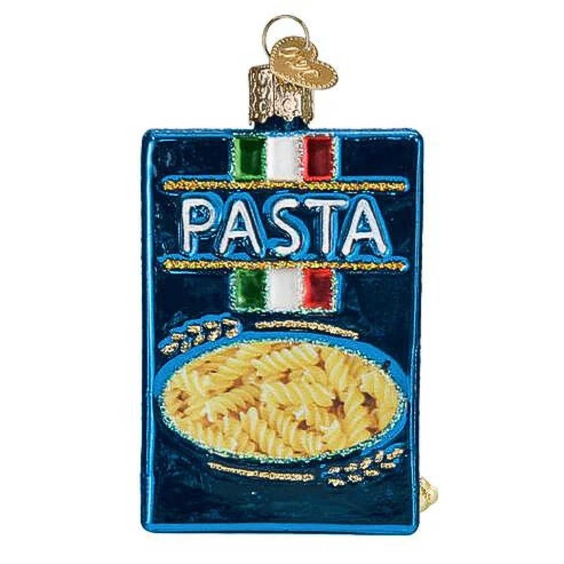 Old World Christmas Box of Pasta Glass Blown Ornament for Christmas Tree, Handcrafted Holiday Decoration, Food Collection
