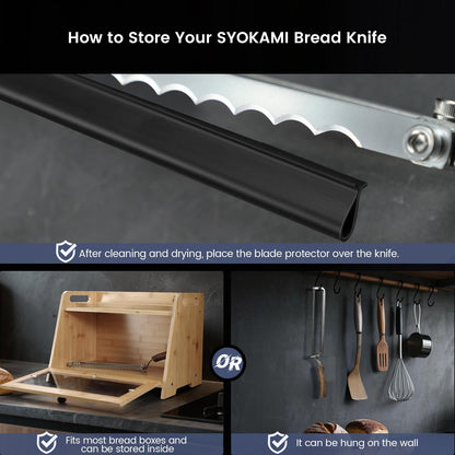 SYOKAMI 2025 Upgrade Bread Knife for Homemade Bread, World's 1st Real Bow-Design Sourdough Bread Slicer, Razor-Sharp Cutter for Crusty Sourdough & Baguette, 4 Thickness Scale Marks, Gift for Mom