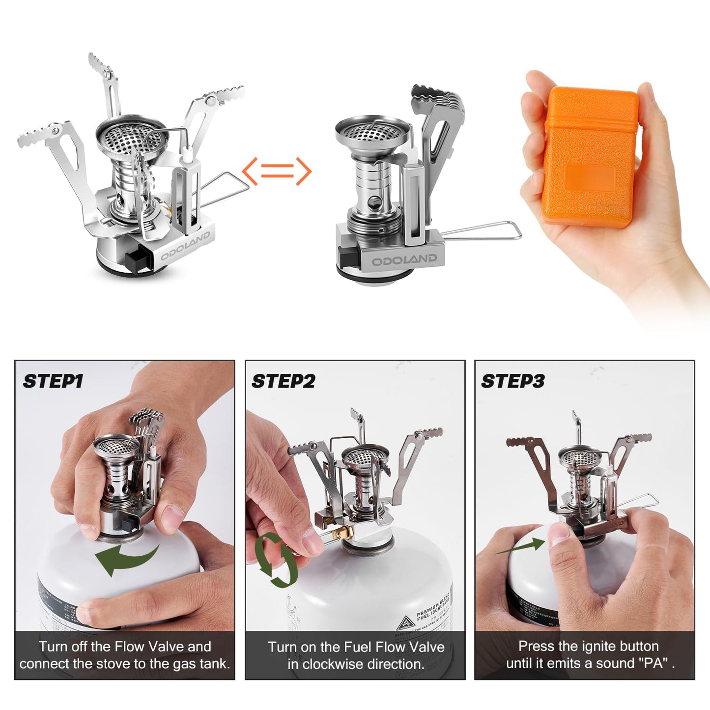 Odoland 16pcs Camping Cookware Set with Folding Camping Stove, Non-Stick Lightweight Pot Pan Kettle Set with Stainless Steel Cups Plates Forks Knives Spoons for Camping Backpacking Outdoor Picnic
