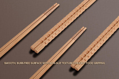 Donxote Extra Long Wooden Cooking Chopsticks - Set of 6 Non-Slip 16.5 Inch Kitchen Tongs for Frying, Ramen, Hot Pot with Oil Splash Protection, Reusable & Natural