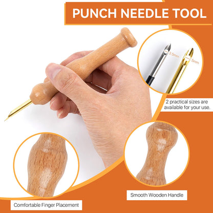 Aemygo 9 Pcs Punch Needle Fabric Kit Include Pre-Cut Monks Cloth, Embroidery Pen with Wooden Handle, Scissors and a Marking Pen, Tufting Cloth with Edging for 7.8" Embroidery Hoop