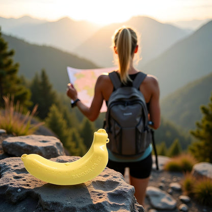 ZGLUZP 2 Pcs Yellow Banana Storage BPA-Free Outdoor Travel Case,Keep Fresh Banana Keeper and Protector, Cute Banana Carrier Storage Box for Picnic Camping,Food Containers，Container Sets