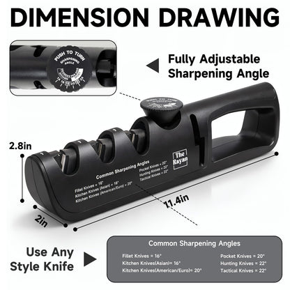 Knife Sharpener, 4-in-1 with Non-Slip Base and Adjustable Angle Guide, Perfect for Fruit Knives, Steel Knives & Scissors, Repair, Restore & Polish Blade (Black and Red)