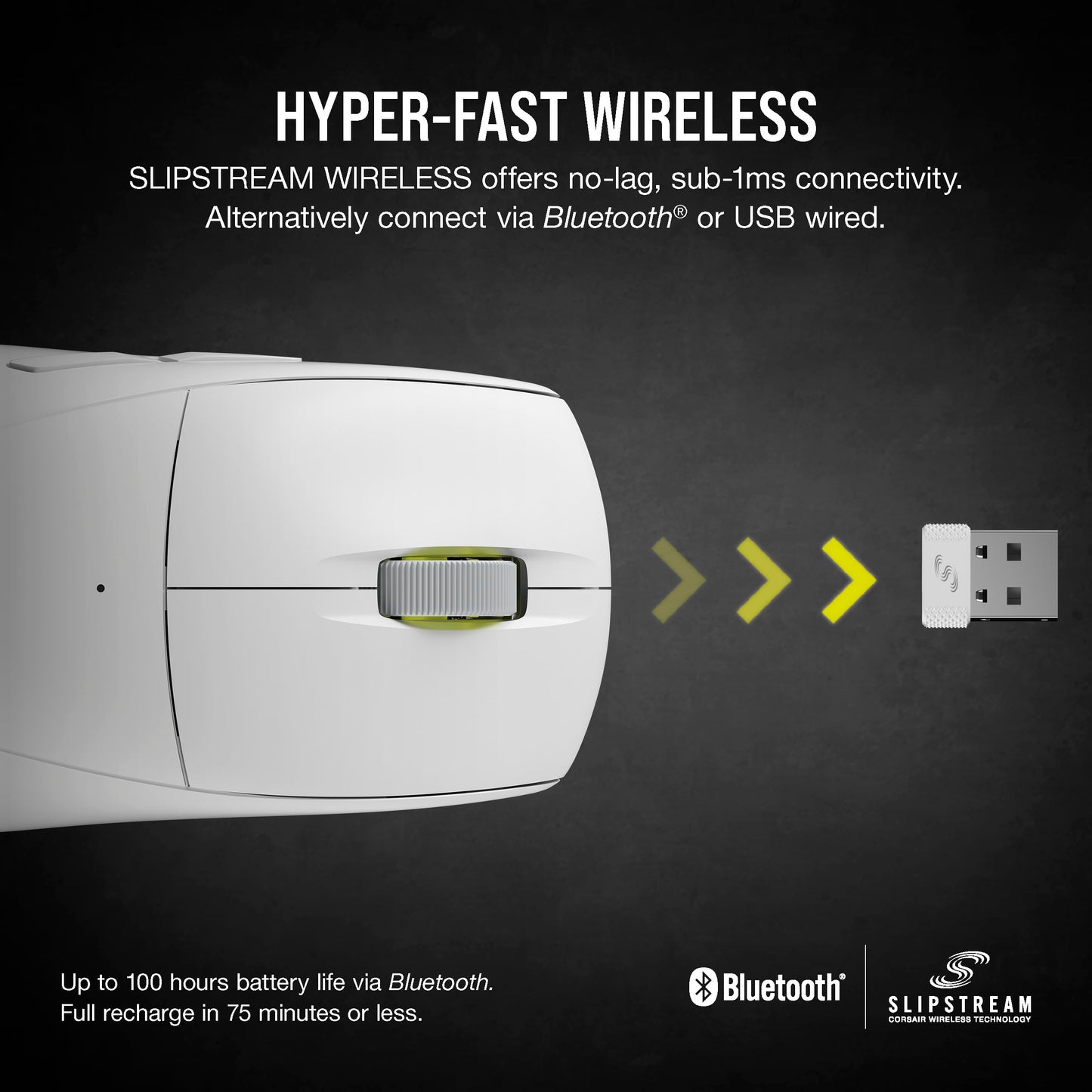 Corsair M75 AIR Wireless Ultra Lightweight Gaming Mouse – 2.4GHz & Bluetooth – 26,000 DPI – Up to 100hrs Battery – iCUE Compatible – Black