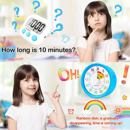 Secura 60-Minute Visual Timer, Rainbow Classroom Timers for Kids, Time Clocks, Countdown Time Tracker Management Tool with Pause Function (Blue & Star)
