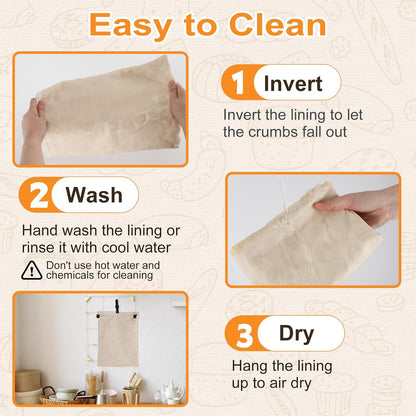 2 PACK Fresh,13''17'', 02 Beeswax Sourdough Bread Bags for Homemade Bread, Reusable Cotton Beeswax Bread Bag Portable