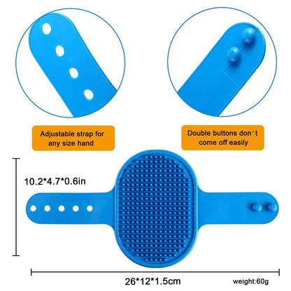 Kwispel Dog Grooming Brush, Pet Shampoo Bath Brush Shedding Soothing Massage Rubber Comb with Adjustable Ring Handle for Long Short Haired Dogs and Cats 2pcs