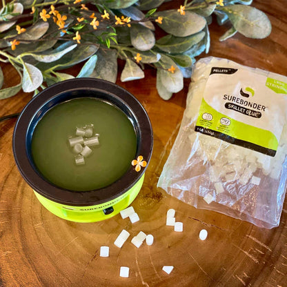 Surebonder B-2001 Less Stringing Skillet Glue Cube Pellets for Crafts and Floral Projects, 1 lb Bag, Use in Surebonder Glue Skillets, Cream Color
