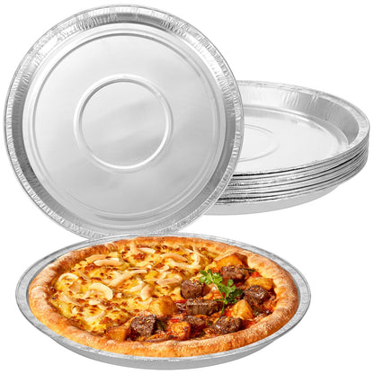 FMOACEN 10 Pcs Disposable Pizza Pans - 12 Inch Round Pizza Pan - Aluminum Foil Bakeware Trays, Oven Safe Bulk Set for Kitchen, Restaurant & Home Holiday Activities Accessories