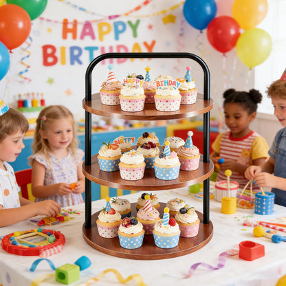 Wooden Cupcake Stand, 3 Tier Large Cupcake Tower Stand 50 Cupcakes, Dessert Stand Display for Party, Wedding, Birthday, Halloween, Farmhouse Decor