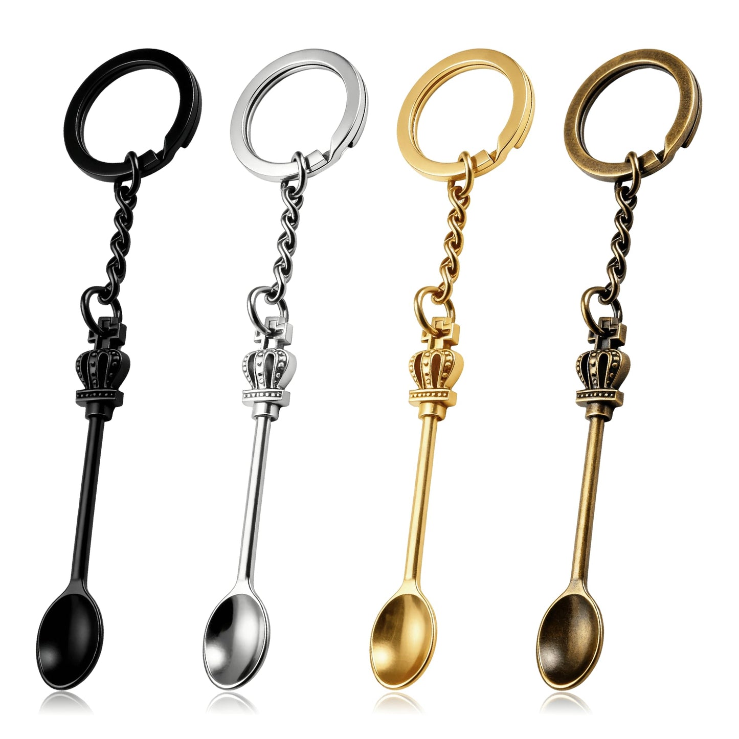 Demearly 8 Pack Small Measuring Tools Spoon Keychain with Split Key Rings, Metal Mini Powder Spoons for Medicine, Pill Bottle, Craft, Partty (Multicolor, Tiny)