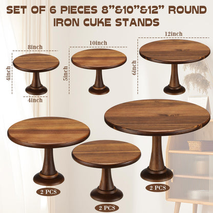 Umigy Set of 6 Rustic Cake Stand, 8" 10" 12" Acacia Wooden Farmhouse Cake Stands Heavy Duty Cupcake Stands, Round Dessert Table Display Set for Wedding Baby Shower Birthday Party Christmas Celebration