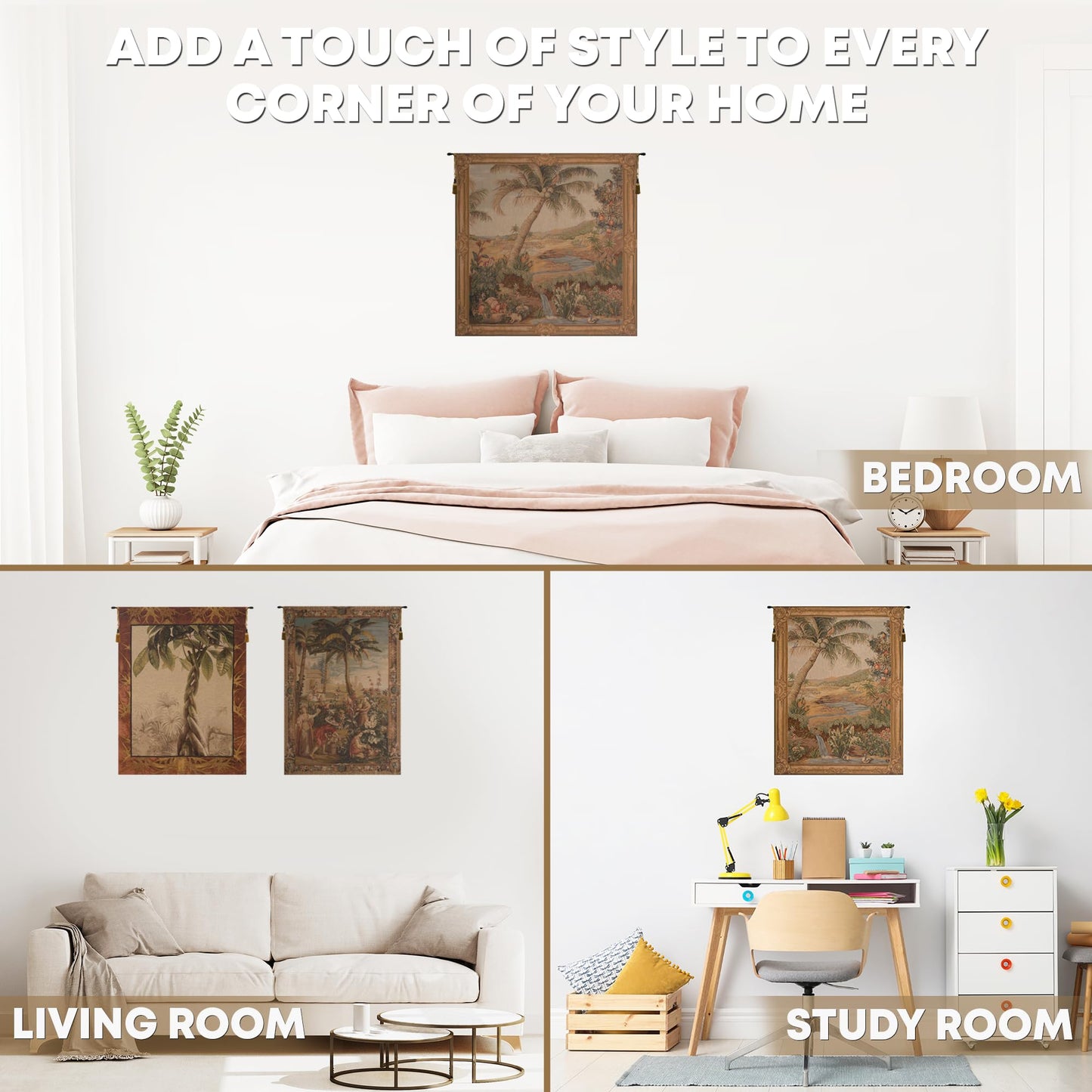 Charlotte Home Furnishings Inc. Bouquet Exotique With Monkey French Tapestry Wall Hanging 58 X 58 Inch Viscose Cotton And Polyester Blend Wall Art Perfect For Home Decor And Wall Decor