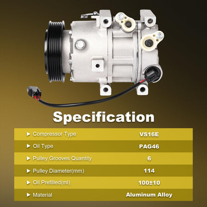 GIVEMER CO11218C 178317 Air Conditioning AC Compressor with Clutch Compatible with Hyundai Sonata 2.0L 2.4L 2011-2014, Kia Optima 2.0L 2.4L 2011,Replaces 977013R000, 4716044, 10A1086, 890174