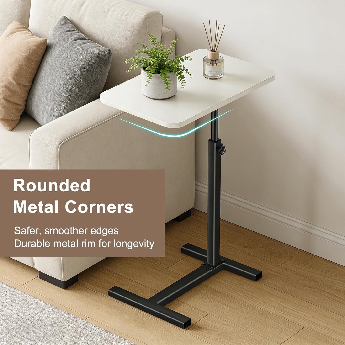 Tinysun C Shaped Small Side Table,Adjustable Tv Tray Side Table for Bedroom,Couch Bed Table TV Trays for Eating