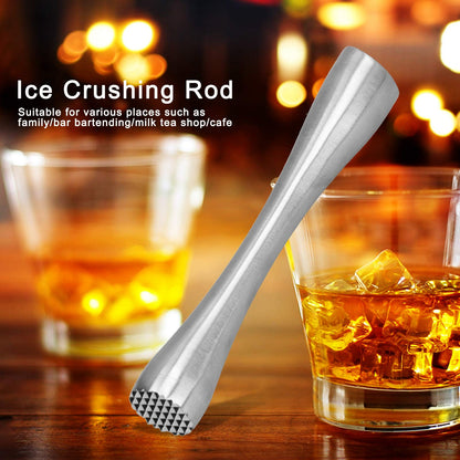 Kodrily Ice Mallet, Stainless Steel Ice Crushing Rod, Sturdy Ice Crushing Hammer Crusher with Ergonomic Handle for Fruit Mixer DIY Drinks Kitchen Restaurant Bar Tool, 7.9 x 1.2in