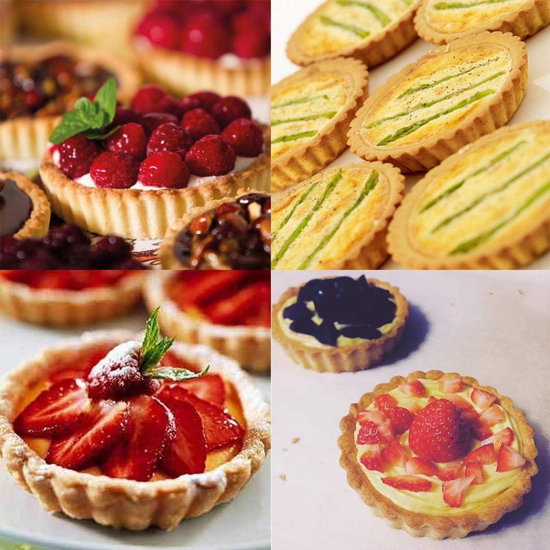 Mini Tart Pans Set of 6, Nonstick 4 Inch Mini Quiche Pan with Removable Bottom