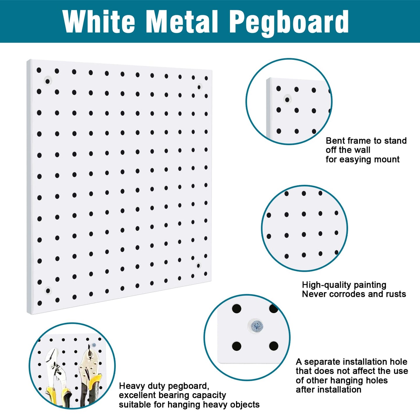 Daanxw Peg Board Kit, Includes Pegboard and Accessories,with Hooks and Bins,Peg Board Wall Organizer for Office,Ornaments Display,Crafts Organization (129, White)
