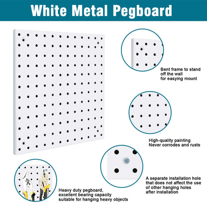 Daanxw Peg Board Kit, Includes Pegboard and Accessories,with Hooks and Bins,Peg Board Wall Organizer for Office,Ornaments Display,Crafts Organization (129, White)