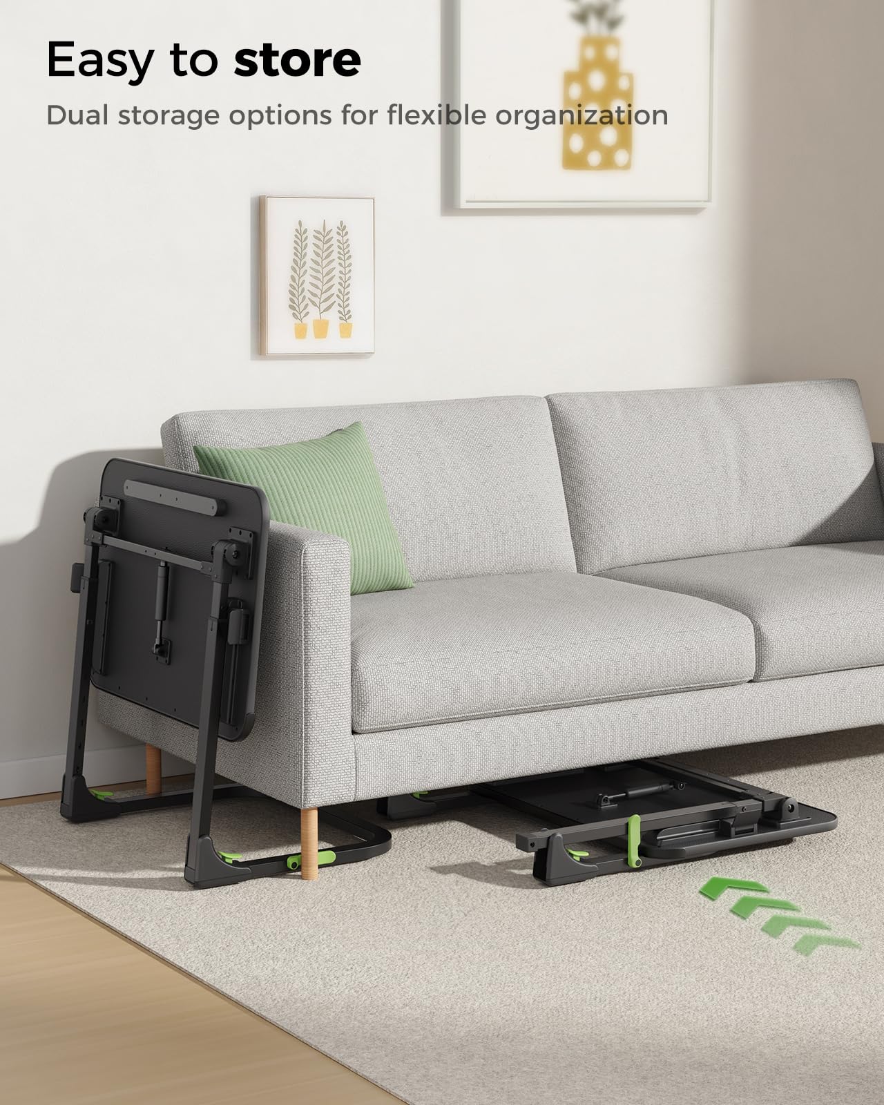 SAIJI Foldable TV Tray | Easy Folding Small Table, Height & Tilt Adjustable TV Trays for Eating, Working, Crafting - Sturdy TV Dinner Tables on Couch & Bed