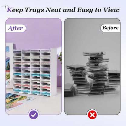 Krafetto 60 Grids Diamond Painting Tray Organizer Holder, Diamond Art Trays with Lid Storage Tower, Wall-Mountable Tray Containers Shelves (Trays are Not Included)