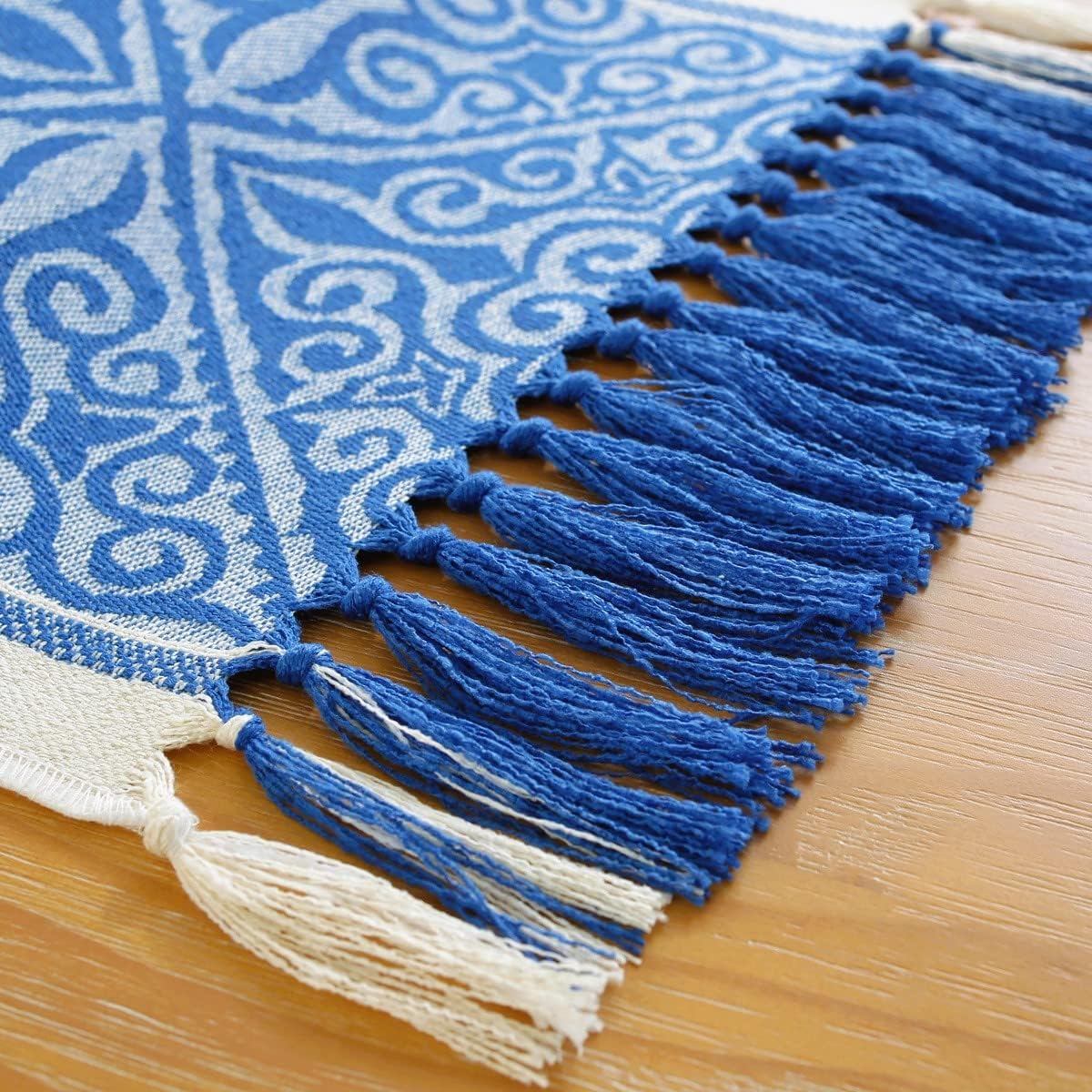 13 48 Inch Floral Coffee Table Runner for Living Room Kitchen Farmhouse Bordered Dining Table Runner with Fringe