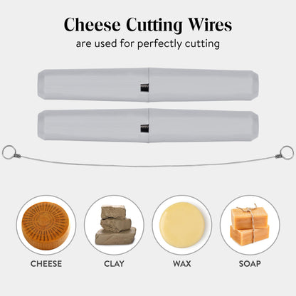 ANDUSTRIAL Stainless Steel Cheese Cutting Replacement Wires For Soft and Hard Cheese - Easy to Use and Clean - 2 Wires 36" + 1 Pair Egronomic Plastic Handle