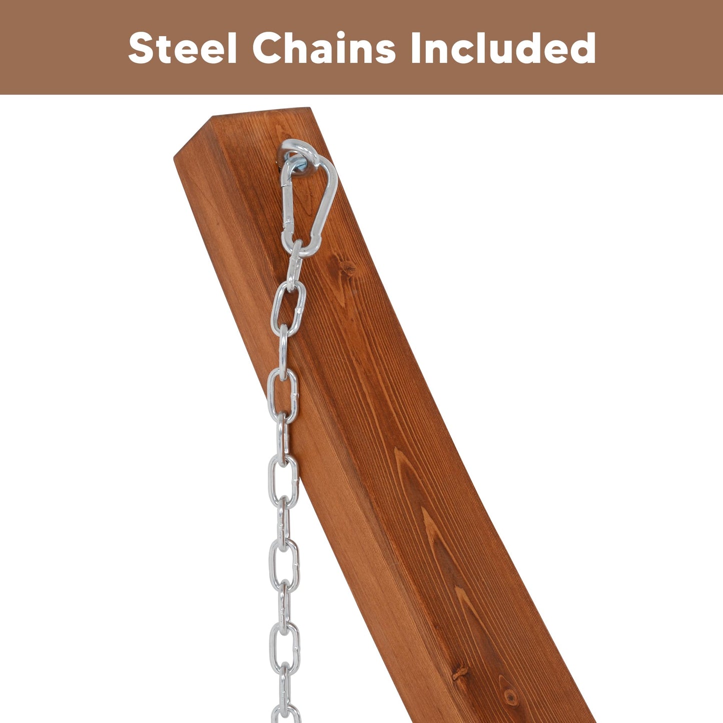 SUNCREAT 13.5 ft Wooden Hammock Stand Only, Heavy Duty Larch Wood Arc Hammock Stand with Chains and Carabiners, 475 lbs Capacity