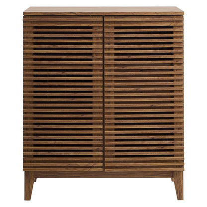 Modway Render Mid-Century Modern Wine Rack Storage, Bar Cabinet, Walnut