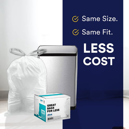 Plasticplace Custom Fit Trash Bags, Compatible with simplehuman Code U (100 Count) White Drawstring Garbage Liners 14.5-21 Gallon/ 55-80 Liter 26.5" x 32"