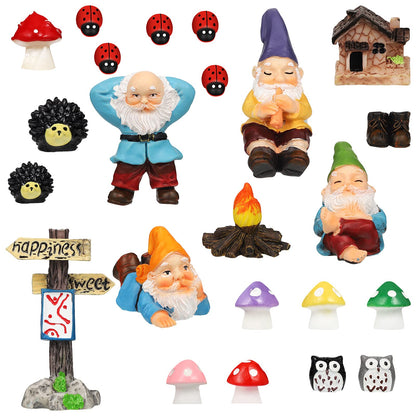 Jetec Gnomes Fairy Resin Statues Miniature Garden Accessories Mini Dwarf Figurine Fairy Miniature Ornament DIY Kit Micro Landscape Ornaments for Outdoor Indoor Patio Yard Lawn Garden ﻿(Fire Gnomes)