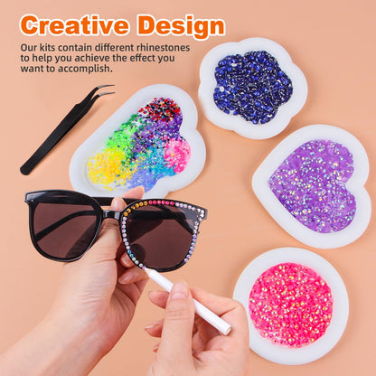38000Pcs Resin Jelly Rhinestones for Bedazzling Kit, 28 Colors 3mm Flatback Gems for Diamond Art, Bedazzler Kit with 3Pcs 10ml B7000 Jewelry Glue for Crafting Crafts Book Shoes Nail Art