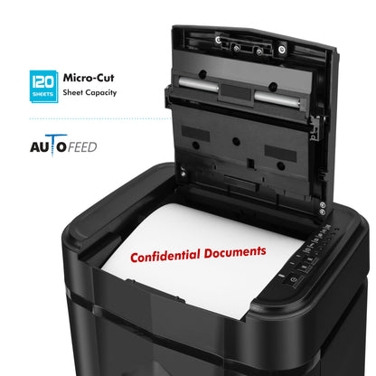 Aurora High Security 120-Sheet Auto Feed Micro-Cut Paper and Credit Card Shredder with 5 Gallon Pullout Basket / 60 Minutes/Security Level P-5