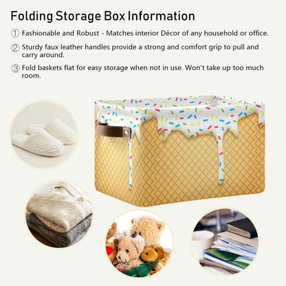 15x11x9.5inch, 2 Pack Ice Cream Cone Storage Bin - Large Canvas Bin
