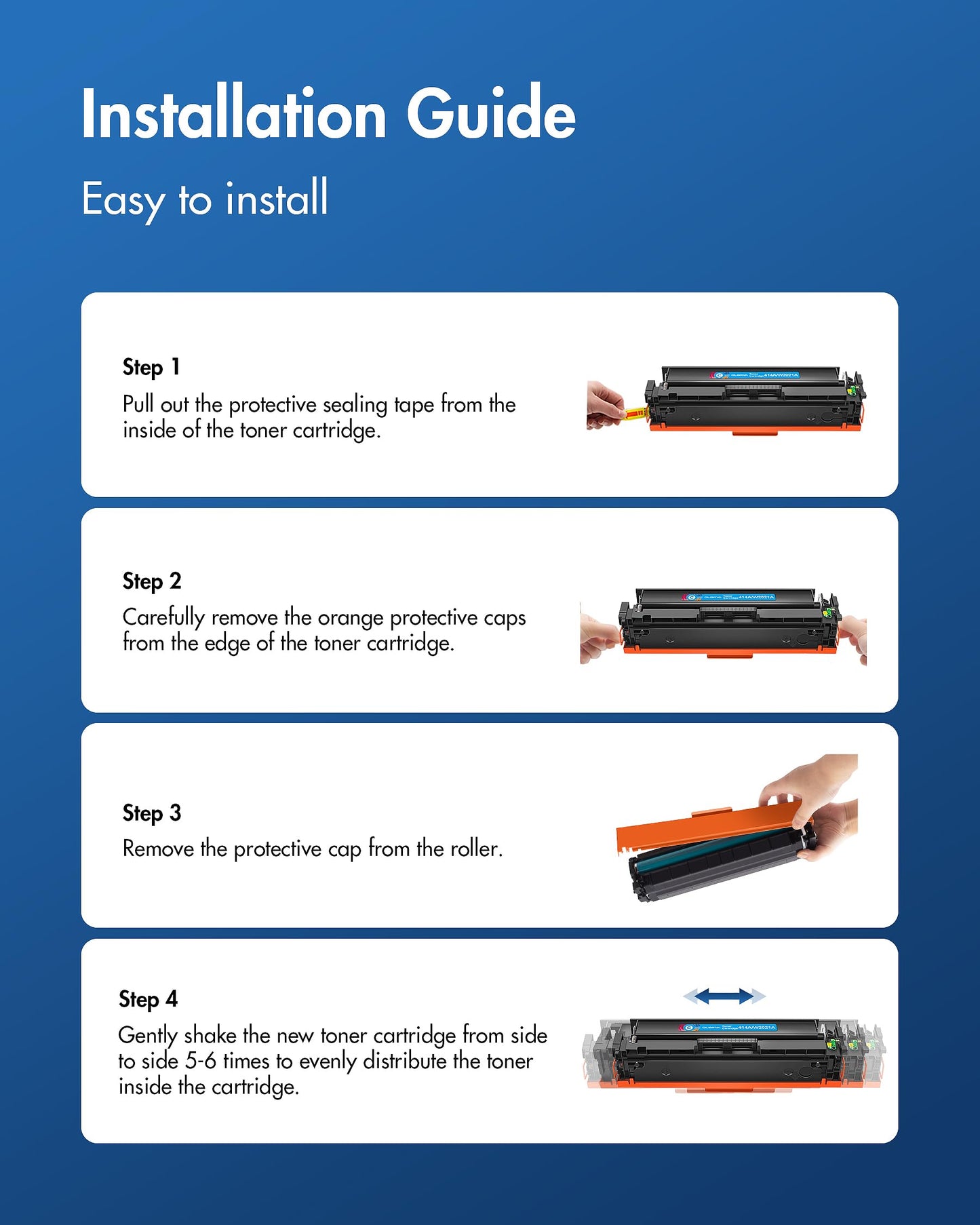 414A Toner Cartridge 4 Pack (with Chip) - 414X Replacement for HP 414A HP 414X, Compatible with HP Color Laserje Pro MFP M479fdw Toner, Color Laserje Pro M454dw M454dn M480f M455dn Printer | W2020A