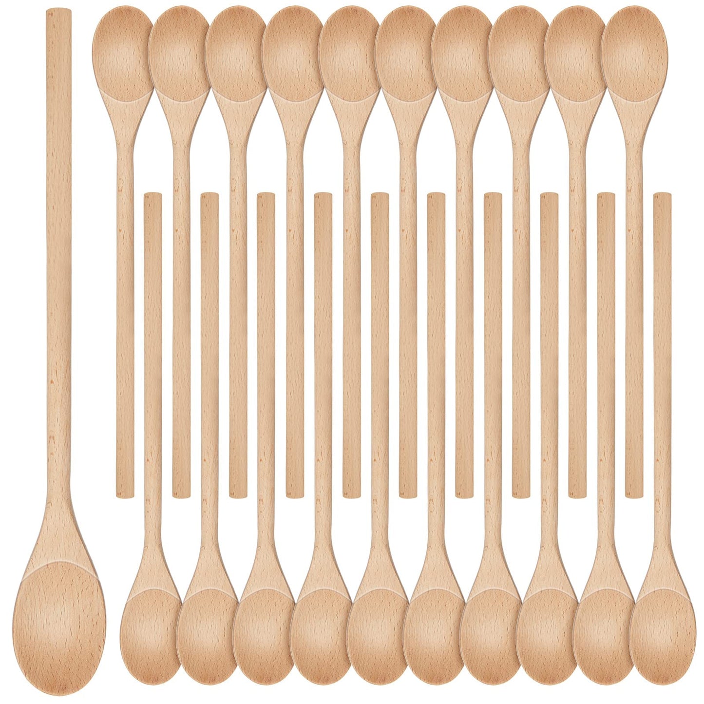 40 Pieces Wooden Spoons for Cooking Bulk 12 Inch Long Handle Cooking Mixing Oval Spoons Tasting Mixing Baking Serving Utensils, Wooden Decorative Spoon Gifts for Bridal DIY Carving Crafts, Drawing