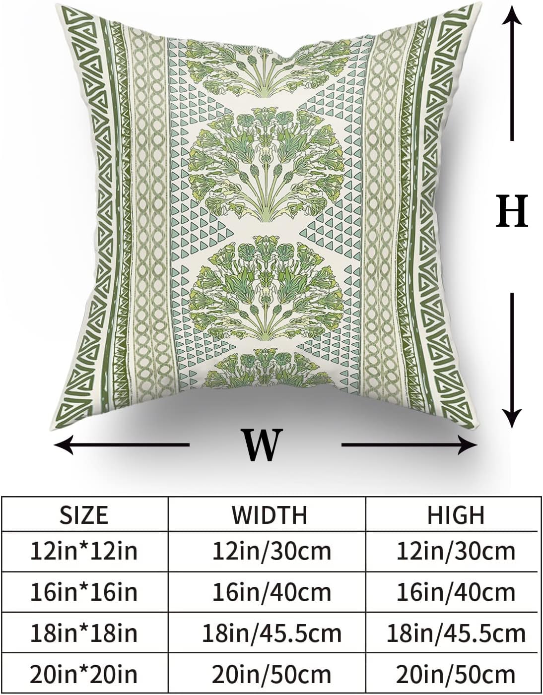 Sweetshow Summer 18 Inches Set 2 Sage Green Flowers Pillowcovers Geometric Throw Pillow Covers Cushion Case for Sofa