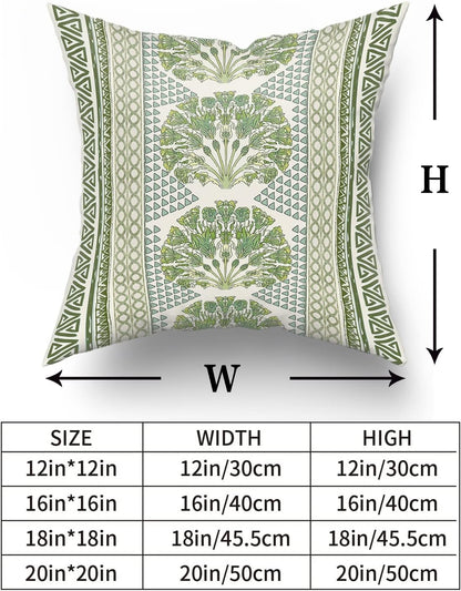Sweetshow Summer 18 Inches Set 2 Sage Green Flowers Pillowcovers Geometric Throw Pillow Covers Cushion Case for Sofa