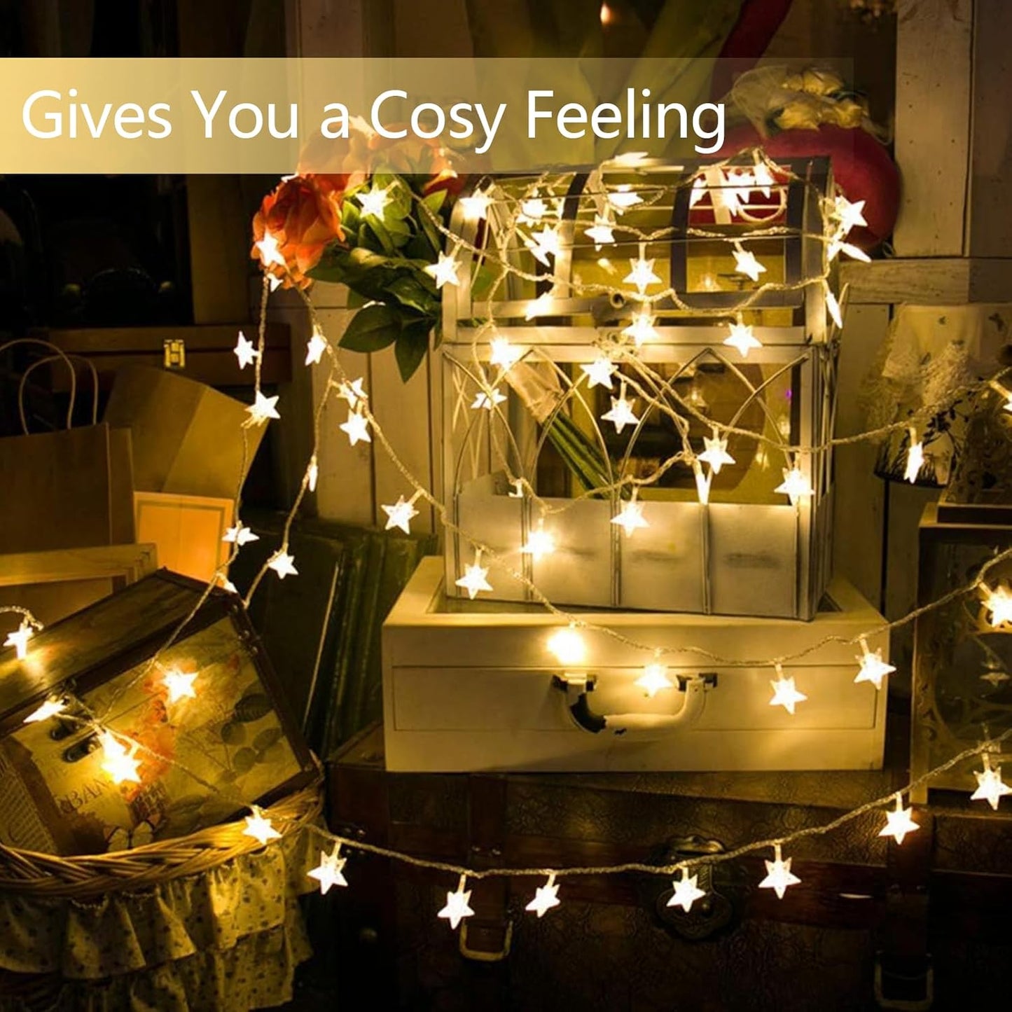 20 40 8 IP65 Star String Lights, FT LED Star Lights with Remote Control [Timer], Modes Battery Operated Twinkle Lights