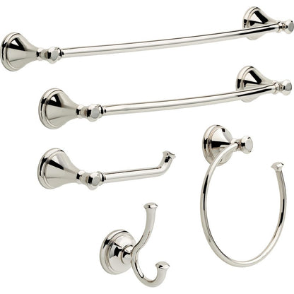 DELTA Cassidy 18 inch Glass Shelf With Towel Bar, Polished Nickel, Bathroom Accessories, 79710-PN