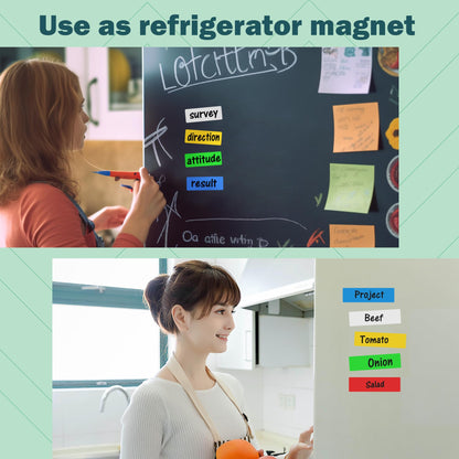 LLPT Dry Erase Magnetic Labels 0.5" x 2" 50 Packs Blank Writable Magnet Stickers Reusable for Refrigerator Shelf Whiteboard Toolbox Craft and Other Metallic Surfaces Yellow (DML0520YW)