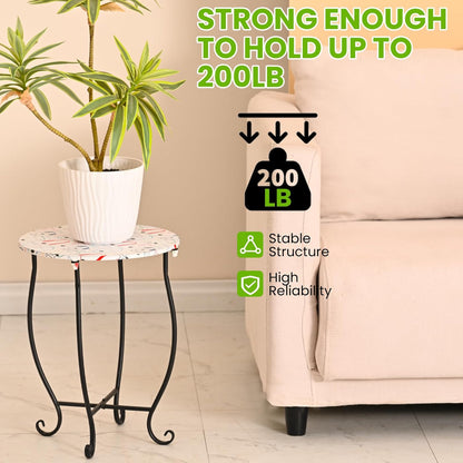 Taofwter 14" Side Tables for Patio, Indoor Outdoor Metal Side Table for Poolside Bistro Balcony Yard Porch Bedside