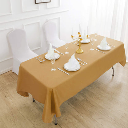 Cupuamon Rectangle Tablecloth 60x120 inch Washable Polyester Fabric Table Cloth for Wedding Party Dining Banquet Decoration（60x120, Gold）