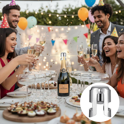 Tessco for you 12 Pcs Stainless Steel Champagne Stopper Bulk Reusable Bottle Sealer Wine Corker Champagne Cork Stopper Saver Plug for Prosecco Sparkling (Silver)